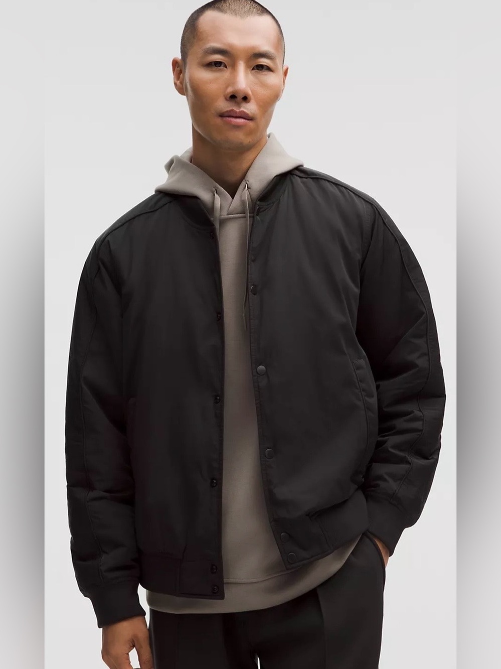 lululemon athletica Men's Black Snap reversible bomber jacket